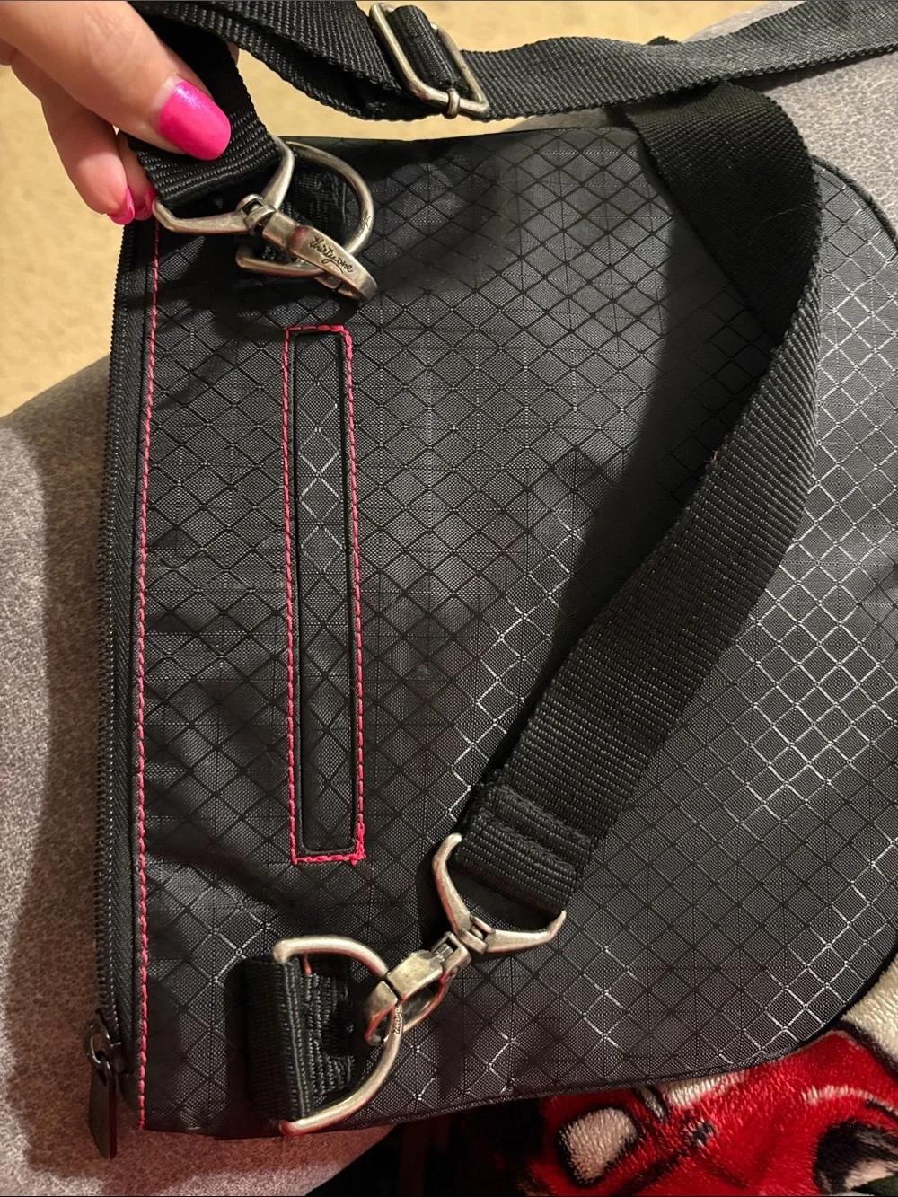 thirty-one Black Crossbody Bag with Pink Accent